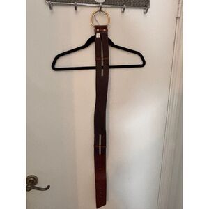 Banana Republic Brown Leather Wide Belt Size S Gold Ring Buckle